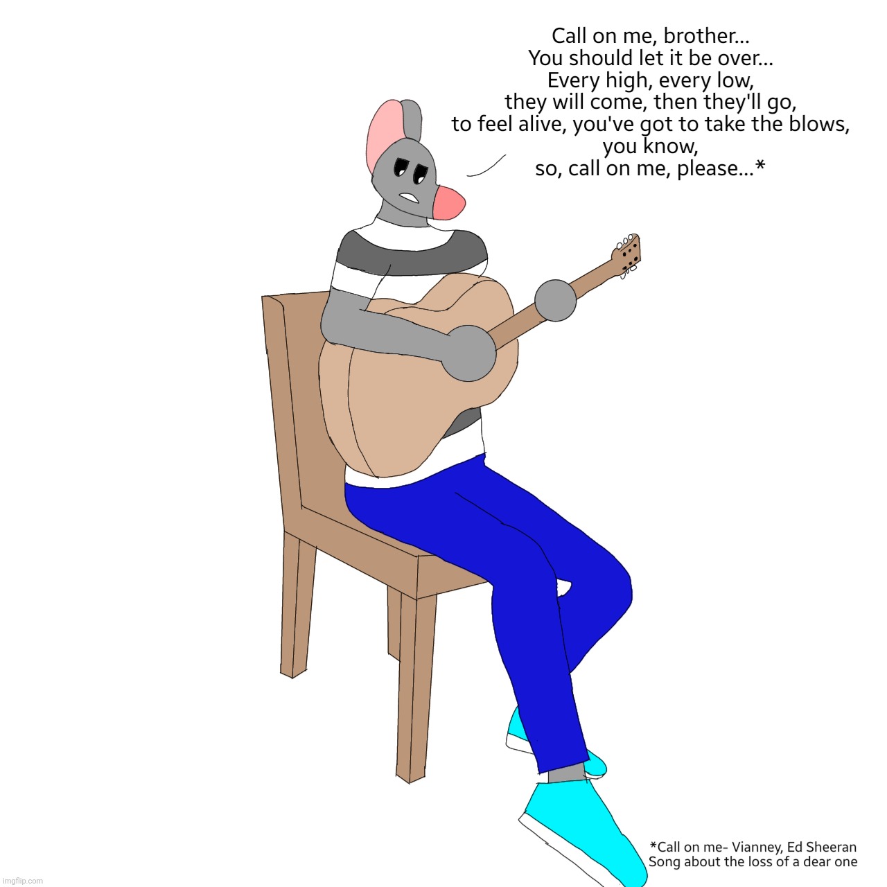 Been fellin really down lately. So, I'm drawing Paperat. That's not her favorite instrument but she takes it. | made w/ Imgflip meme maker
