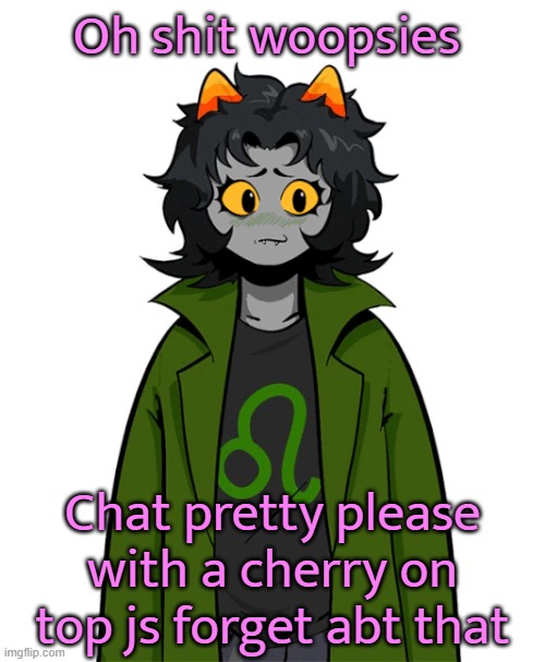 Oh shit woopsies; Chat pretty please with a cherry on top js forget abt that | made w/ Imgflip meme maker