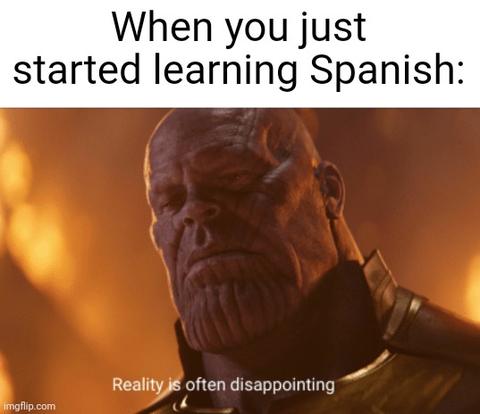 I just learned Spanish | When you just started learning Spanish: | image tagged in reality is often dissapointing,memes,funny | made w/ Imgflip meme maker