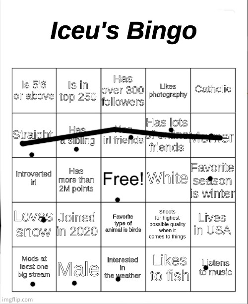 Iceu's Bingo | image tagged in iceu's bingo | made w/ Imgflip meme maker