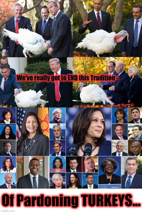 We've really got to END this Tradition - Of Pardoning TURKEYS... | image tagged in blank white template | made w/ Imgflip meme maker