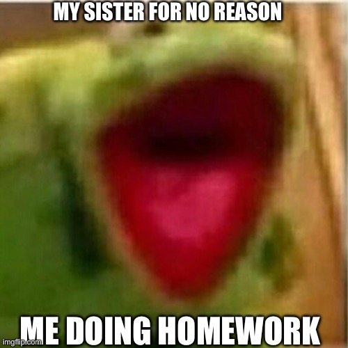 Siblings are annoying | MY SISTER FOR NO REASON; ME DOING HOMEWORK | image tagged in ahhhhhhhhhhhhh | made w/ Imgflip meme maker