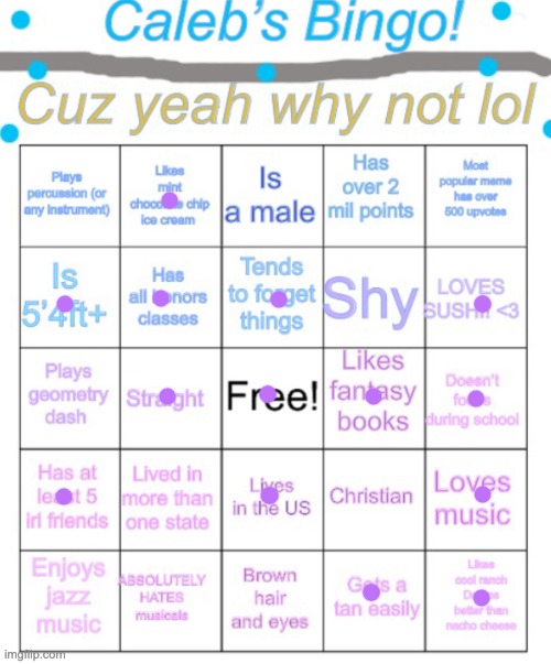 just barely 5 foot 4 | image tagged in caleb s bingo | made w/ Imgflip meme maker