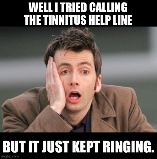 Ring | WELL I TRIED CALLING THE TINNITUS HELP LINE; BUT IT JUST KEPT RINGING. | image tagged in face palm | made w/ Imgflip meme maker
