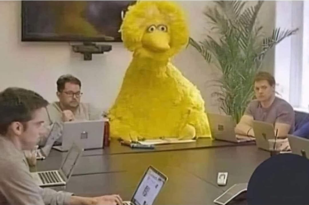 Big bird blending in after x Blank Meme Template