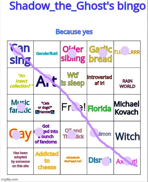 Bingo!!!! | image tagged in shadow_the_ghost's bingo | made w/ Imgflip meme maker