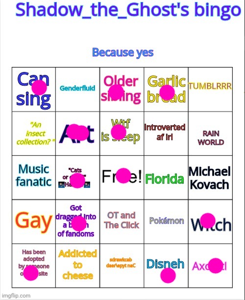 Shadow_the_Ghost's bingo | image tagged in shadow_the_ghost's bingo | made w/ Imgflip meme maker