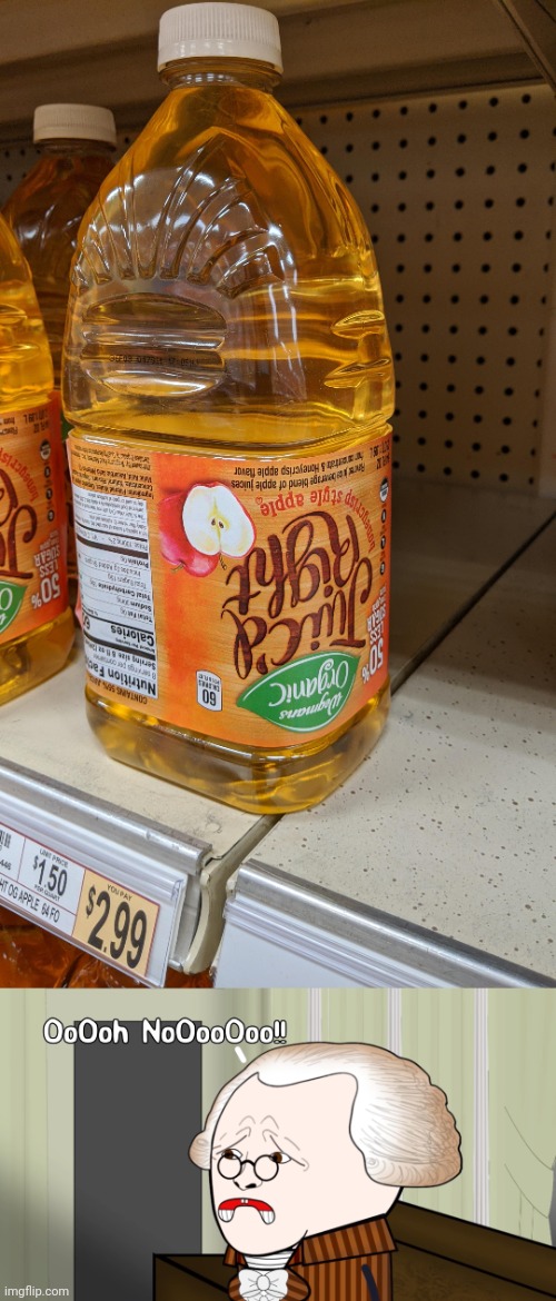 Upside down label | image tagged in oh no oversimplified,upside down,apple juice,you had one job,memes,juice | made w/ Imgflip meme maker