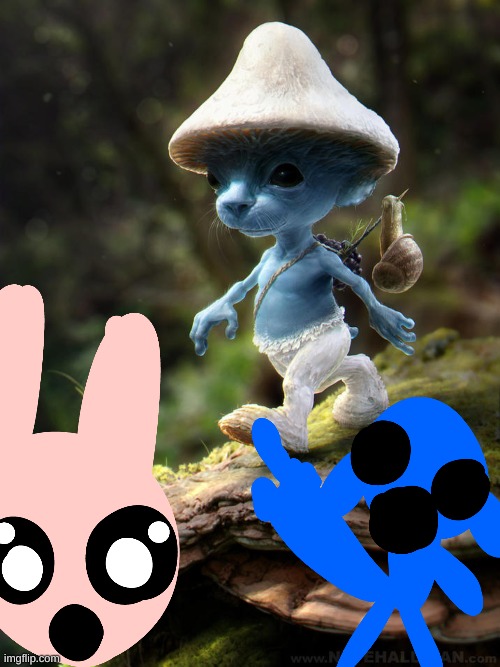 Bunny Maloney finds smurf cat | image tagged in blue smurf cat | made w/ Imgflip meme maker