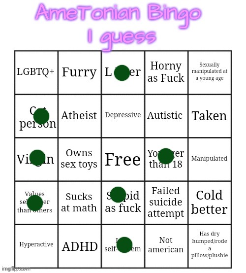 AmeTonian Bingo | image tagged in ametonian bingo | made w/ Imgflip meme maker