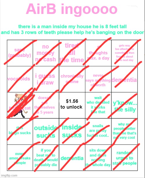 doing my own bingo because boreb | image tagged in the bing | made w/ Imgflip meme maker