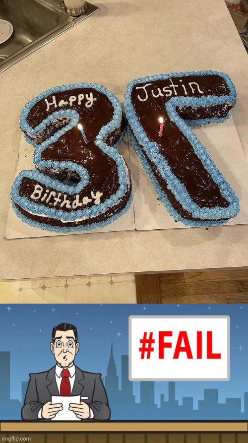 Birthday cake failure | image tagged in fail news,cake,birthday cake,you had one job,memes,number | made w/ Imgflip meme maker