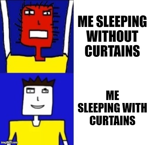 That's what happened to me today. | ME SLEEPING WITHOUT CURTAINS; ME SLEEPING WITH CURTAINS | image tagged in microsoft sam hotline bling | made w/ Imgflip meme maker