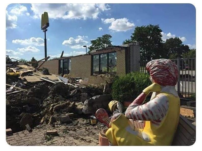 High Quality RONALD MCDONALD GAZES AT THE DESTRUCTION Blank Meme Template