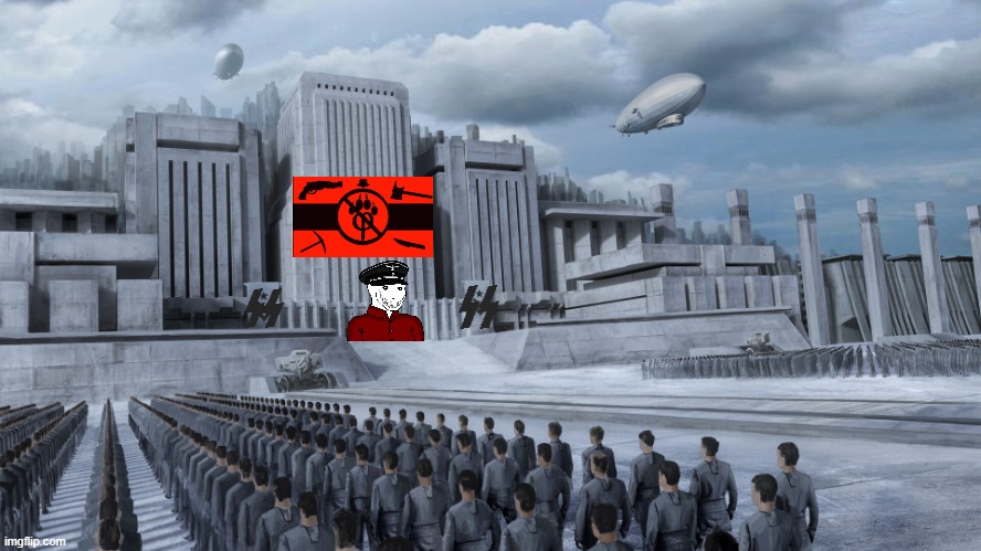 a Rare Sighting of Mepshit Giving a Speech to the Trained Anti-Fandom Waffen-SS Soldiers | image tagged in totalitarian state,anti-furry,anti-fandom,totalitarian,war,world war iv | made w/ Imgflip meme maker