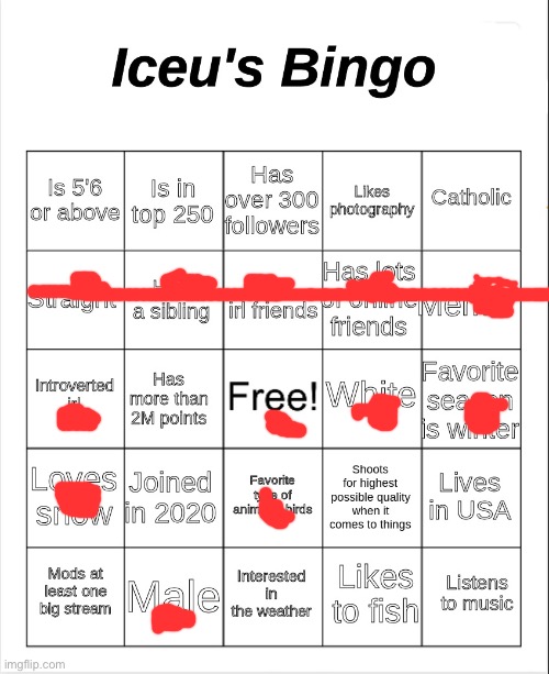 Iceu's Bingo | image tagged in iceu's bingo | made w/ Imgflip meme maker