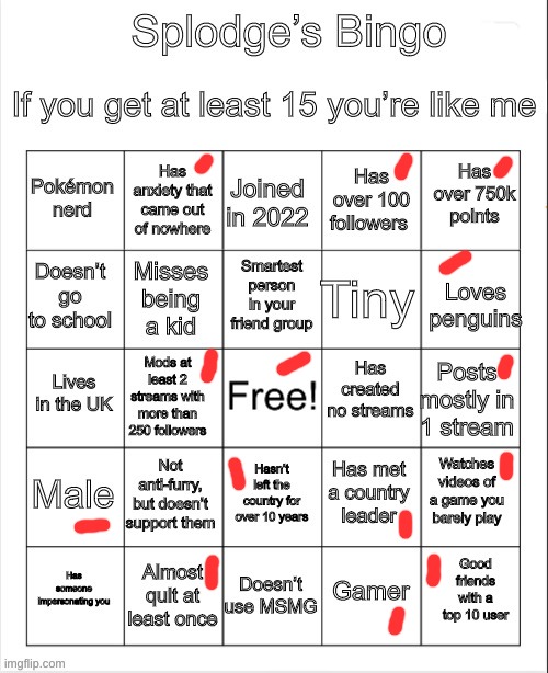Credits to Splodge for making the template | image tagged in splodgeofchippy bingo | made w/ Imgflip meme maker