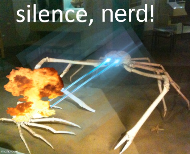 Silence Crab | nerd! | image tagged in silence crab | made w/ Imgflip meme maker