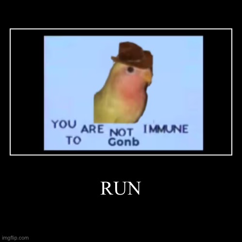 Run gonb | RUN | | image tagged in funny,demotivationals | made w/ Imgflip demotivational maker