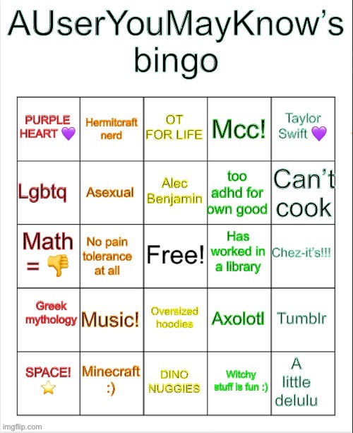 I made my own bingo :) | image tagged in ayymk bingo | made w/ Imgflip meme maker