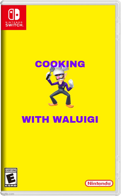 waluigi's greatest hits volume 1 | COOKING; WITH WALUIGI | image tagged in nintendo switch,waluigi,cooking,fake,minigames | made w/ Imgflip meme maker