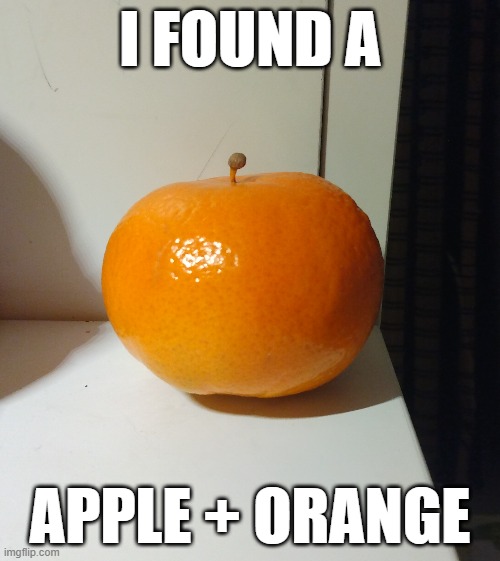 what should i call it | I FOUND A; APPLE + ORANGE | made w/ Imgflip meme maker