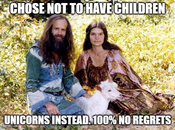 Chose Not To.. | CHOSE NOT TO HAVE CHILDREN; UNICORNS INSTEAD. 100% NO REGRETS | image tagged in chose not to | made w/ Imgflip meme maker