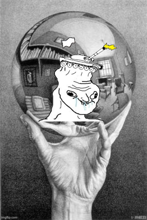 Self-Portrait in Spherical Mirror | image tagged in self-portrait in spherical mirror | made w/ Imgflip meme maker