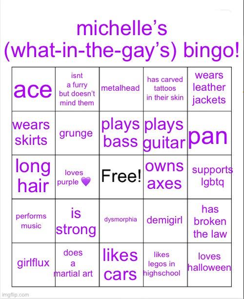 michelles bingo Blank Meme Template