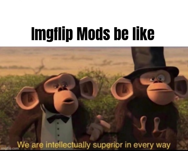 We are intellectually superior in every way | Imgflip Mods be like | image tagged in we are intellectually superior in every way | made w/ Imgflip meme maker