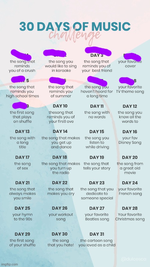 3 days cause i'm dumb. day 7: good enough-Atsuover day 8: amphibia theme day 9: Five nights at freddy's-The Living Tombstone | image tagged in music challenge,e | made w/ Imgflip meme maker
