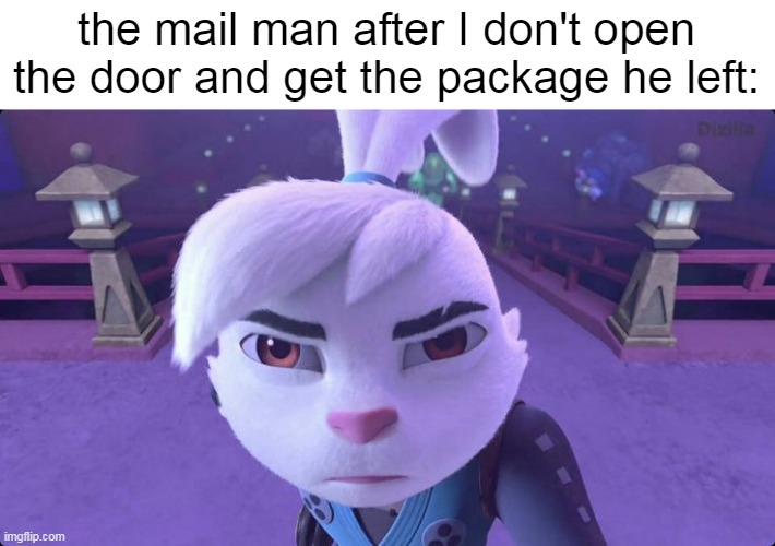 alternate; people on ring | the mail man after I don't open the door and get the package he left: | image tagged in memes,usagi yuichi,samurai rabbit,mail man,hello there | made w/ Imgflip meme maker