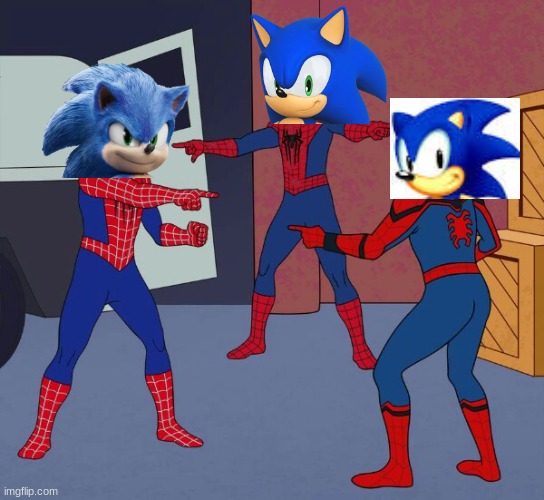 Sonic generations be like. | image tagged in spider man triple | made w/ Imgflip meme maker