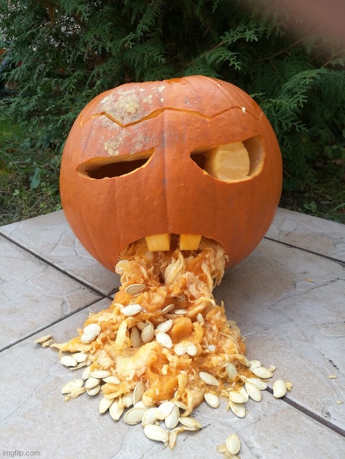Halloween Pumkin Throwing Up | image tagged in halloween pumkin throwing up | made w/ Imgflip meme maker