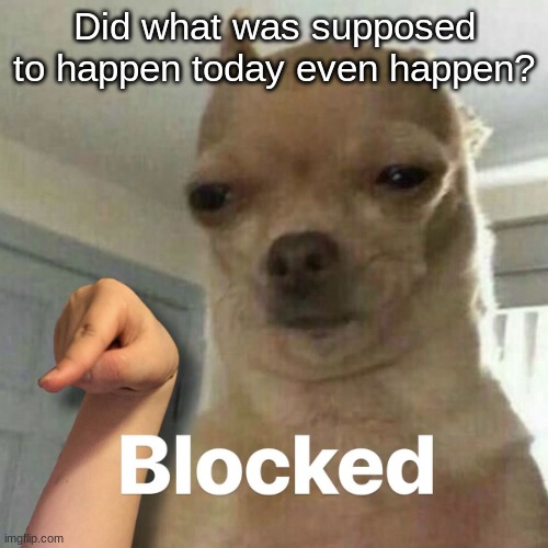 blocked | Did what was supposed to happen today even happen? | image tagged in blocked | made w/ Imgflip meme maker