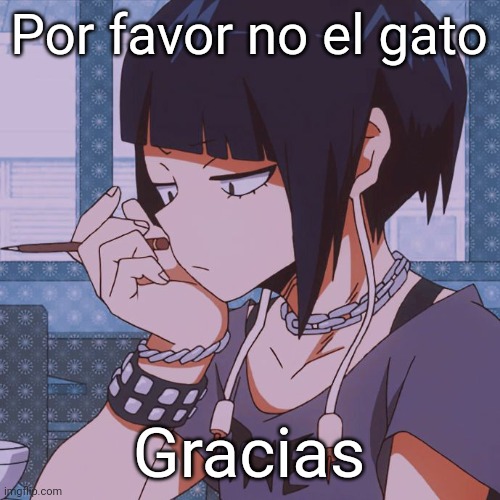 Buenas noches | Por favor no el gato; Gracias | image tagged in kyoka jiro | made w/ Imgflip meme maker