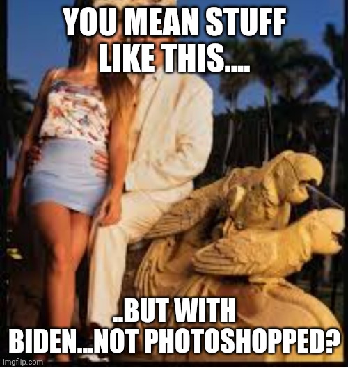 Americas favorite pedo | YOU MEAN STUFF LIKE THIS.... ..BUT WITH BIDEN...NOT PHOTOSHOPPED? | image tagged in americas favorite pedo | made w/ Imgflip meme maker