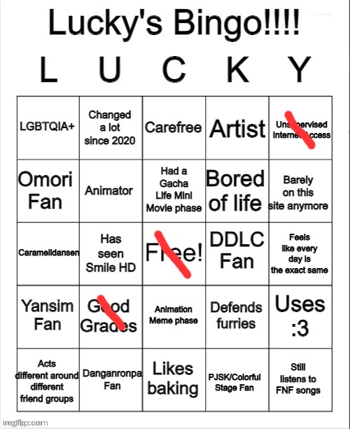 Damn. | image tagged in lucky's bingo | made w/ Imgflip meme maker