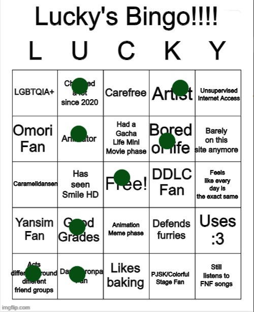 Lucky's Bingo | image tagged in lucky's bingo | made w/ Imgflip meme maker