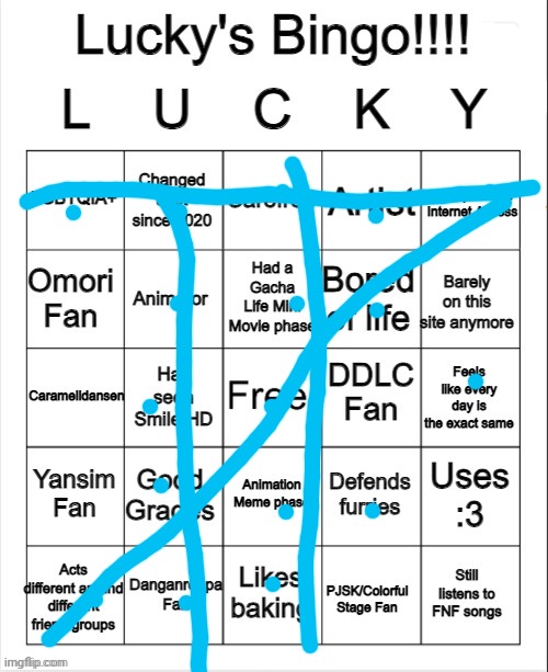 Lucky's Bingo | image tagged in lucky's bingo | made w/ Imgflip meme maker