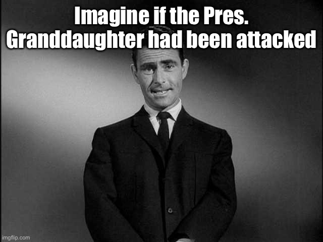 rod serling twilight zone | Imagine if the Pres. Granddaughter had been attacked | image tagged in rod serling twilight zone | made w/ Imgflip meme maker