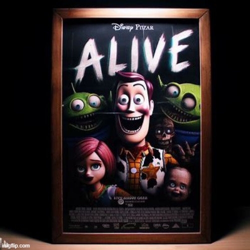 Made with Bing image creator | image tagged in ai,creepy,disney,pixar,horror,toy story | made w/ Imgflip meme maker
