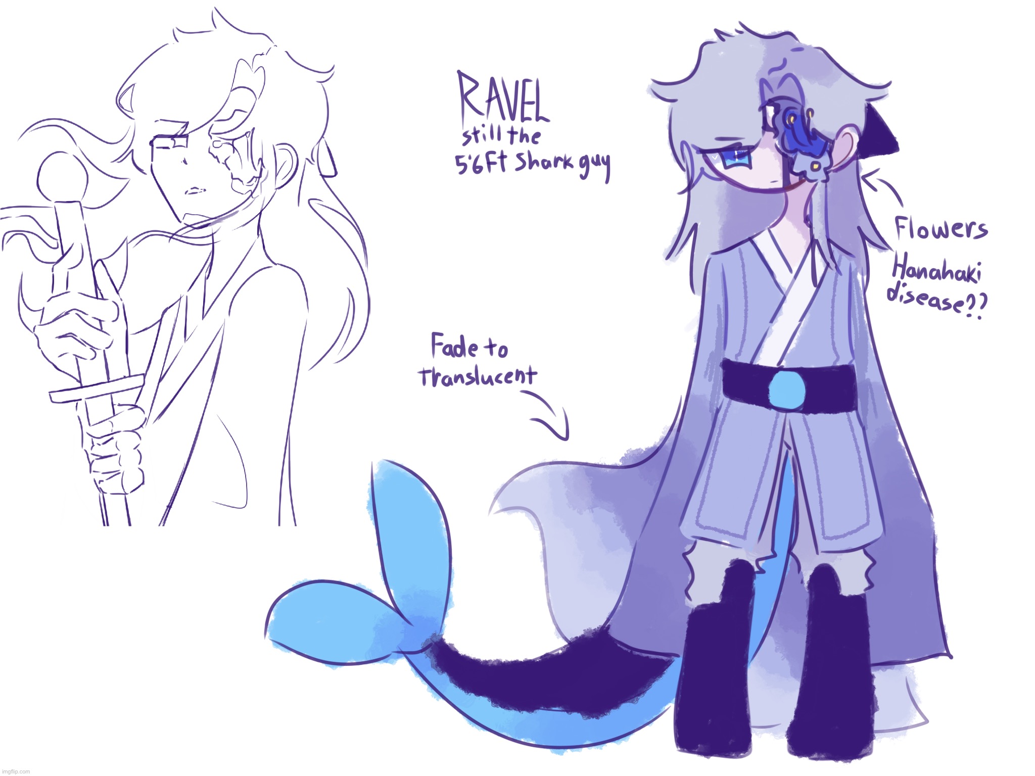 Ravel, the same short shark drummer. Doodled some AU and a sketch of him with wacked anatomy | made w/ Imgflip meme maker