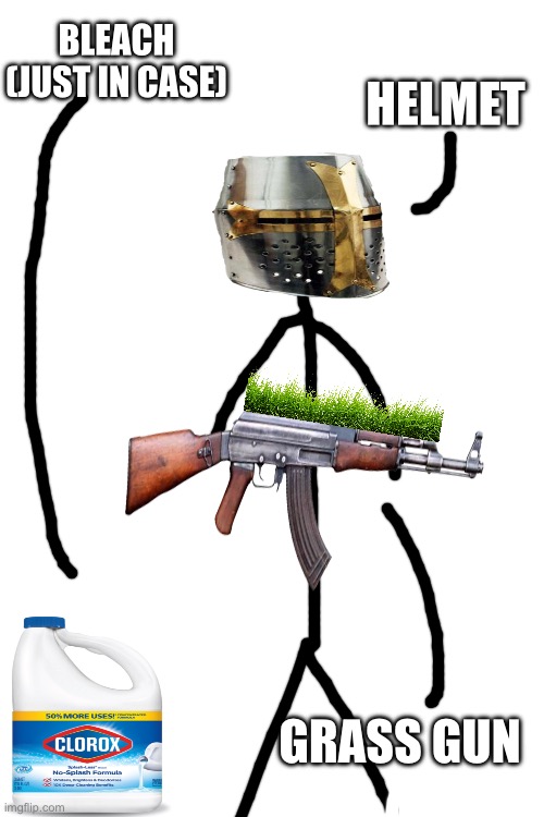 GRASS GUN BLEACH (JUST IN CASE) HELMET | made w/ Imgflip meme maker