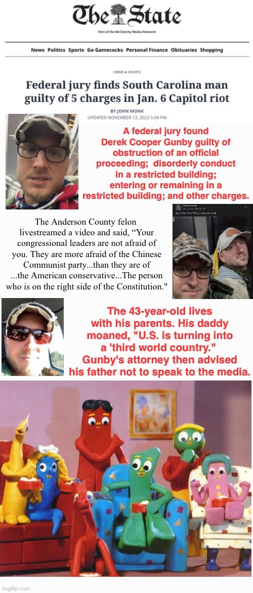 Okay, It's A Stretch | image tagged in gumby is innocent,hokey pokey,domestic terrorists,his dad is just as stupid,treason,all in the family | made w/ Imgflip meme maker