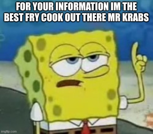FOR YOUR INFORMATION IM THE BEST FRY COOK OUT THERE MR KRABS | made w/ Imgflip meme maker
