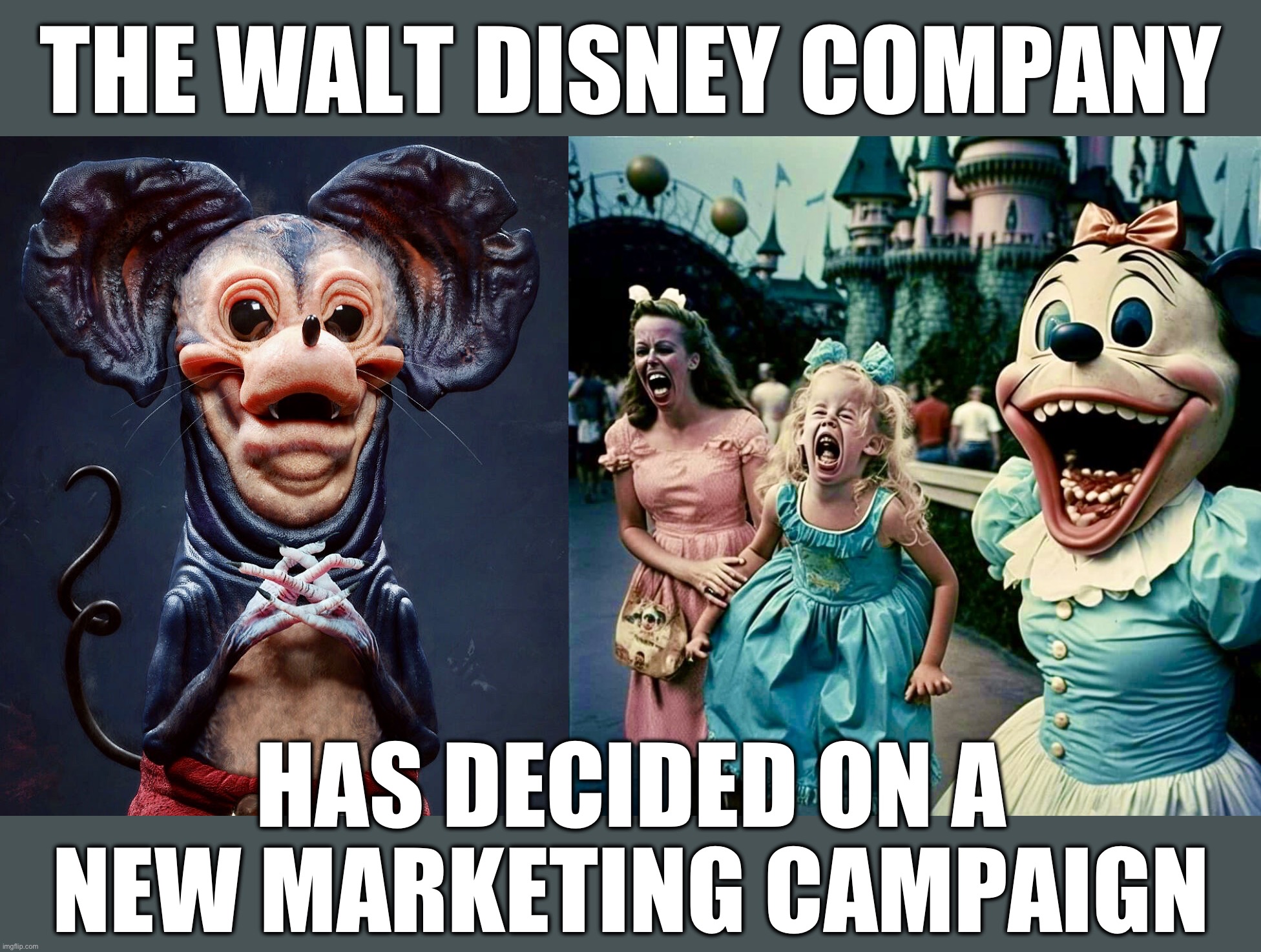 Screamboat Willie | THE WALT DISNEY COMPANY; HAS DECIDED ON A NEW MARKETING CAMPAIGN | image tagged in mickey mouse,minnie mouse,disney,put a chick in it,memes,disneyland | made w/ Imgflip meme maker
