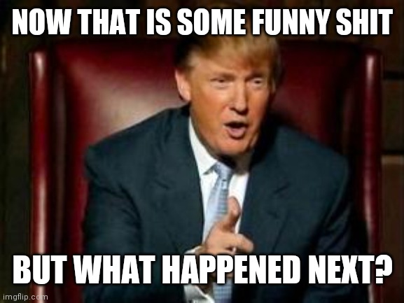 Donald Trump | NOW THAT IS SOME FUNNY SHIT BUT WHAT HAPPENED NEXT? | image tagged in donald trump | made w/ Imgflip meme maker