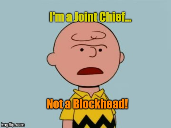 Mad Angry Grr Charlie Brown | I'm a Joint Chief... Not a Blockhead! | image tagged in mad angry grr charlie brown | made w/ Imgflip meme maker