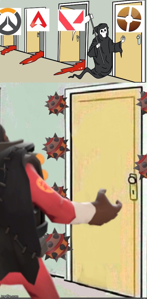 Death knocking, but demoman has Meet the Demoman flashbacks | image tagged in death knocking but demoman has meet the demoman flashbacks | made w/ Imgflip meme maker